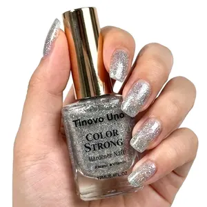 Tinovo Uno Silver Glitter Nail Polish Glossy 12ml Alcohol-Free, No Oven Drying Required Long-Lasting Shine, Salon Formula