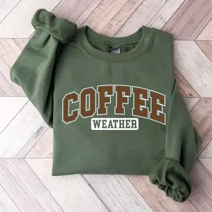 Coffee Weather Crewneck Sweatshirt - Trendy Gift for Coffee Lovers Cotton Menswear, Halloween Sweatshirt