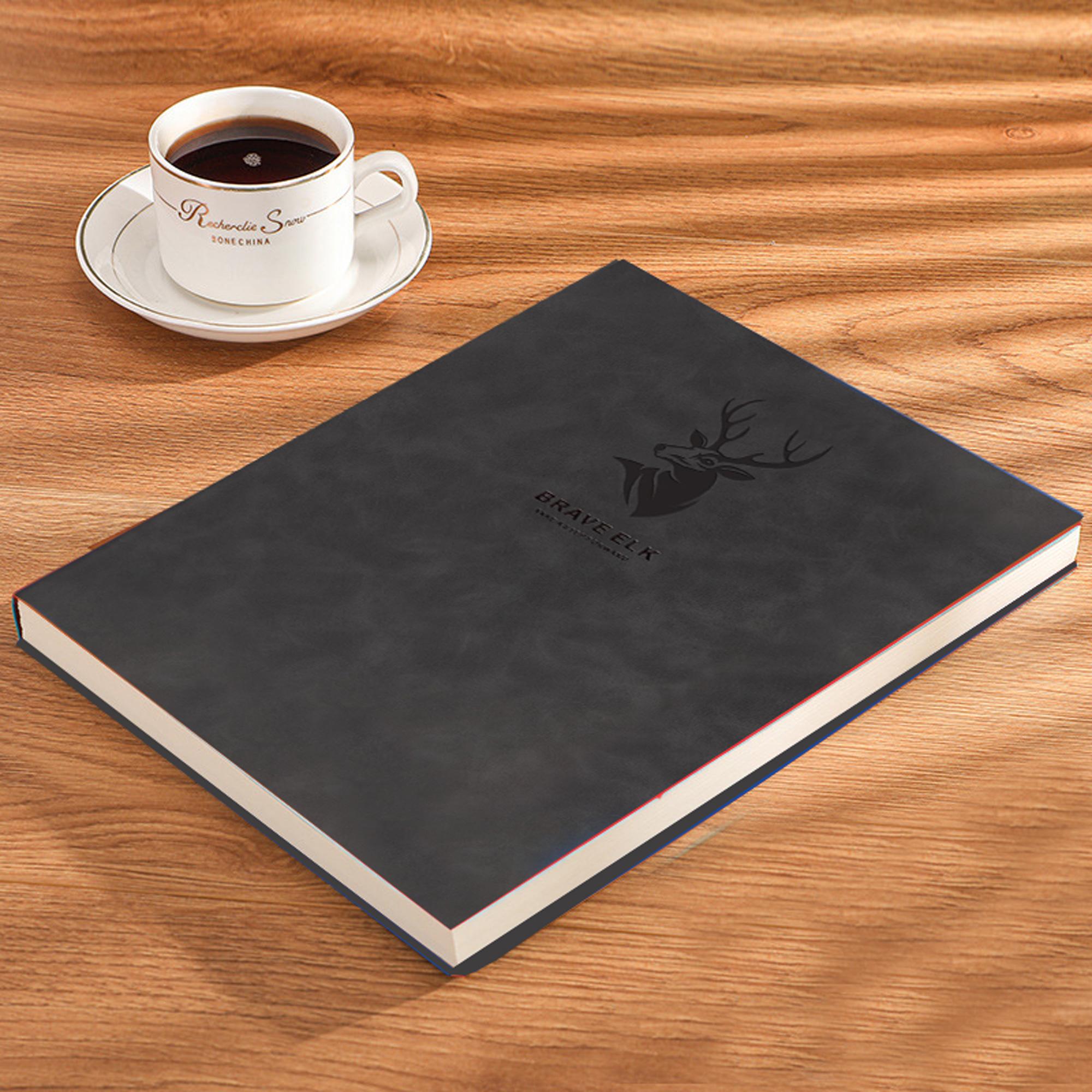 Three colors A4 premium faux leather notebook -100 sheets/200 pages high-quality eye protection paper | Durable soft leather notebook for business and university use, suitable for schools and offices