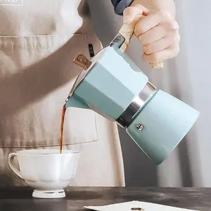 Moka Pot, Stovetop Espresso Maker 6 Cup/10 OZ Italian Coffee Maker Camping Coffee Pot Manual Cuban Coffee Percolator for Cappuccino or Latte - Blue