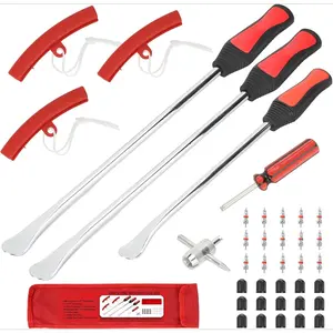 39PC Tire Spoons Tool Set, Premium Tire Irons Tire Changing Kit with 14.5" & 11.5" Levers for Motorcycle, Dirt Bike & Lawn Mower, including Rim Protectors, Valve Tools & Accessories