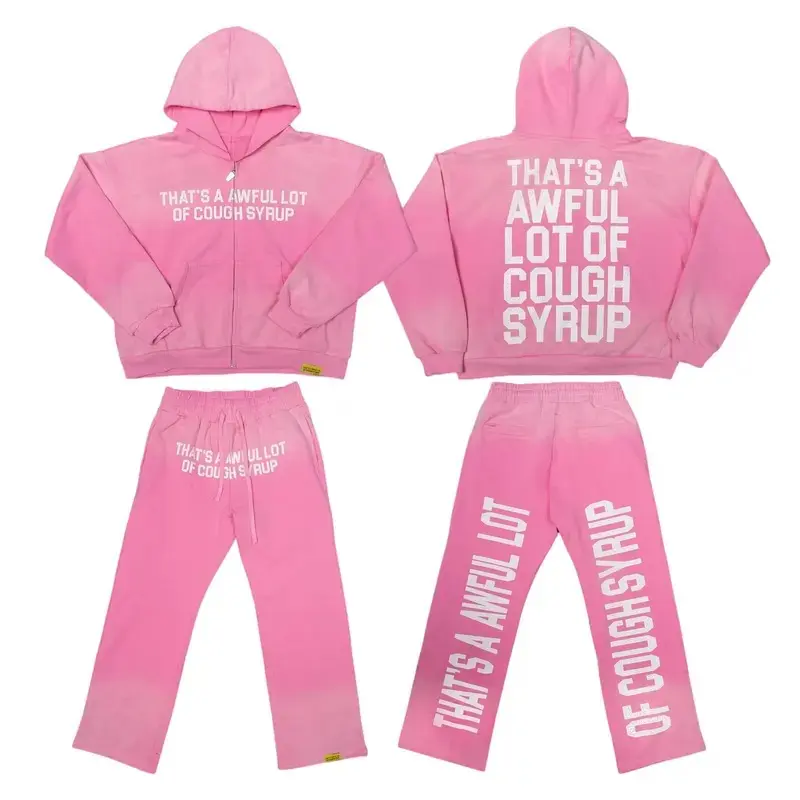 Hot Pink Hoodie & Sweatpants Set, Unisex Casual 2-Piece Tracksuit, Hip Hop Streetwear Outfit, Oversized Pullover Top and Jogger Pants for Men & Women