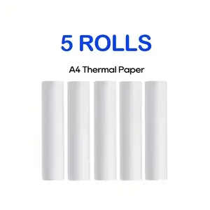 5 Rolls A4 Thermal Printer Paper, Portable A4 Print Roll, Compatible with Multiple A4 Thermal Printers, High Quality Printing Paper