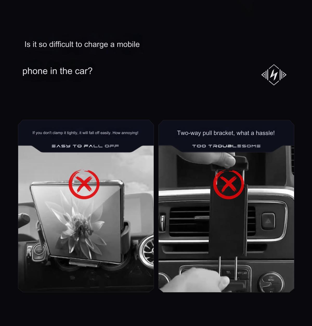 Car Vehicle Automatic phone holder, Phone Holder Car Gadgets for SmartphoneMount 15W wireless charger Phone Charging , 90-degree rotation, installed on car air center console, suitable for 6-7.2-inch mobile phones