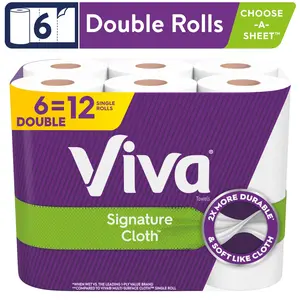VIVA Signature Cloth Paper Towels, 6 Double Rolls - Choose-A-Sheet Size, 94 Sheets per Roll, FSC Certified - Pack, Cleaning