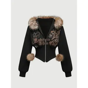 Punk Y2K Vintage Leopard Print Hoodie for Women, Vine Print Design, Perfect for Graduation, Back to School, Teacher（gift） Casual Fabric