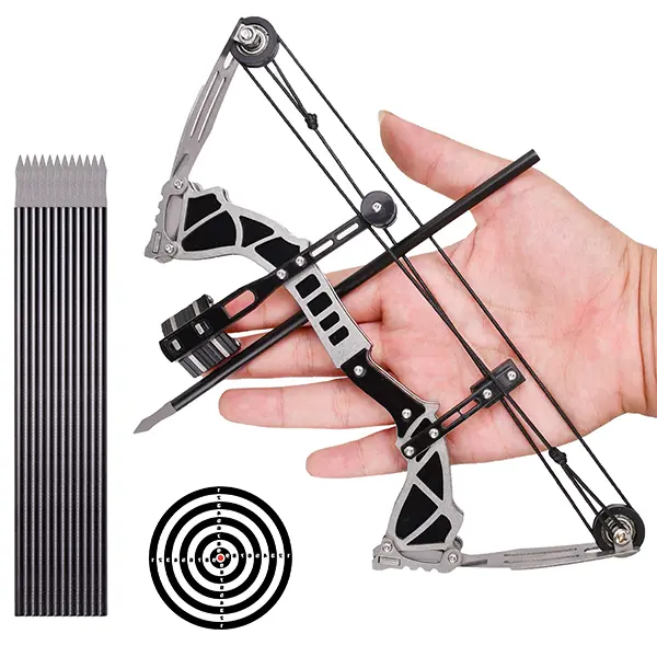 Mini Compound Bow Archery Set - Stainless Steel Portable Kit with Small Arrows, Ideal Beginner Training Toy for Outdoor Fun, Christmas & Birthday Gift Idea