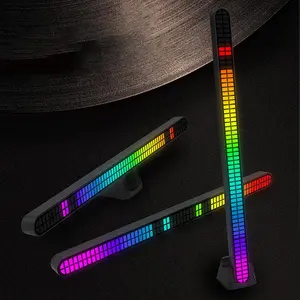 USB Powered Sound Pickup Monitor Light Bar, 1 Count RGB Dynamic Effect Voice-activated Pickup Music Rhythm Light, Gaming Room Decorations