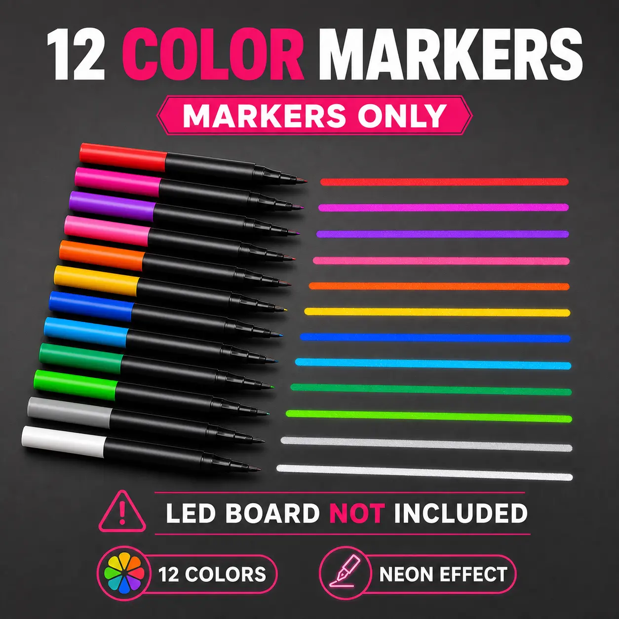 12 Color Neon Paint Markers