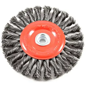 212 MAIN Abrasive Knot Brush Wire Wheel, 6" Diameter, .012" Wire, Arbor Mount, High Impact Surface Prep Tool for Reptile & Amphibian Cleaning