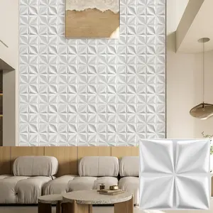 3D Four-leaf Pattern Wall Panel, PVC Material Wall Decoration, Wall Decor for Living Room, Hall, Bedroom, Hotel, Office