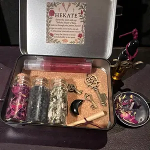 Deluxe Hekate Travel Altar Tin, witch spell, witch magic, altar tin goddess