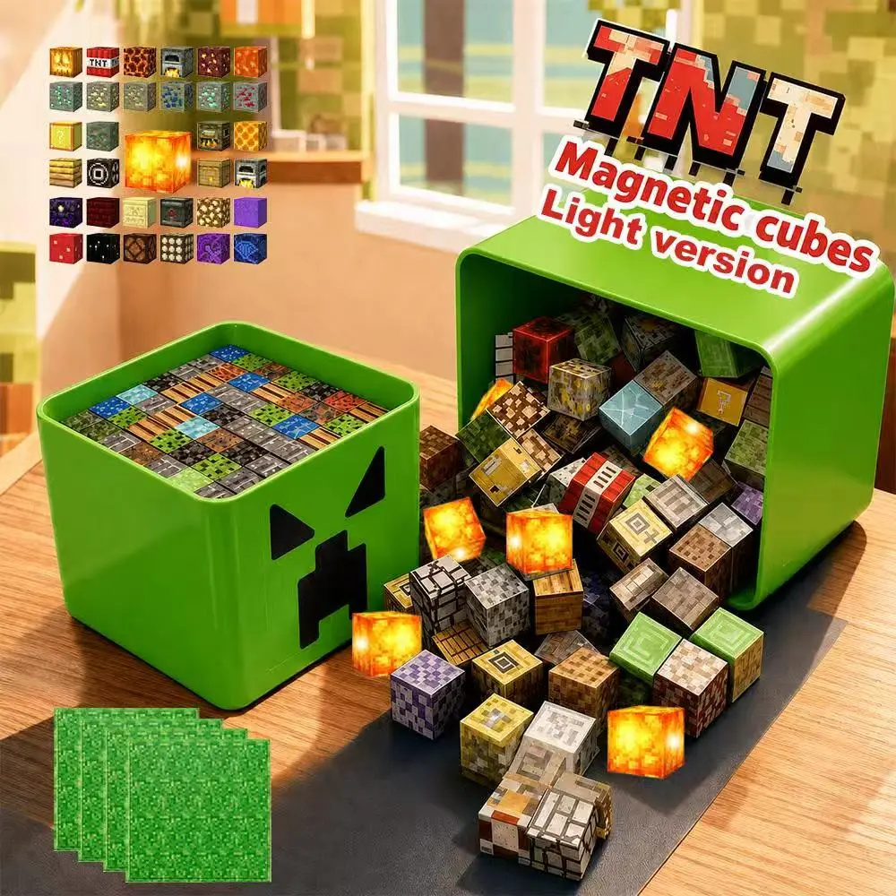 250PCS ABS Magnetic Building Blocks Set - No-Snap STEM Construction Toy with Creativity Boost, 6-8 Years Kids Pixel Mine World Screen-Free Gift for Development & Hand-Eye Coordination, Magnetic Building Cubes