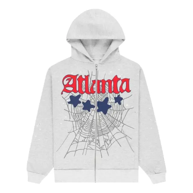 Sp5der Atlanta Full Zip Hoodie 'Heather Grey'