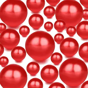 100PCS Red No Hole Vase Filler Floating Beads Fake Pearl for Vase Centerpieces Floating Candles Wedding Birthday Party Home Decor Makeup Brush 20/14/10mm