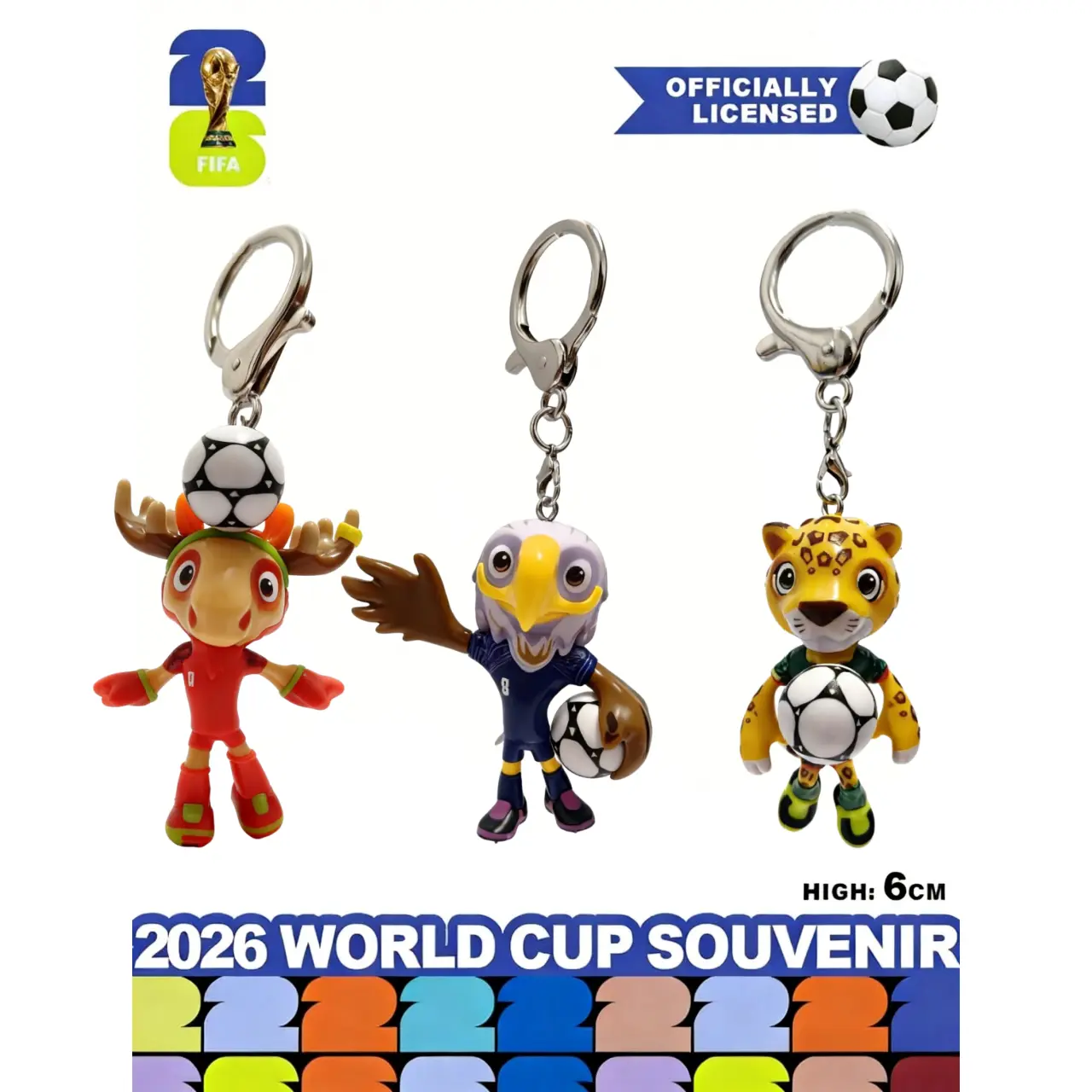 FIFA 2026 World Cup Official Mascot Keychain 3-Pack, 100% Official Licensed Zinc Alloy Sports Key Ring Accessory, American Eagle Collectible Soccer Fan Gift, Vibrant, Fade-Resistant Colors, Compact, Licensed Collectibles, Bird Mascot Keychains, Colorful F