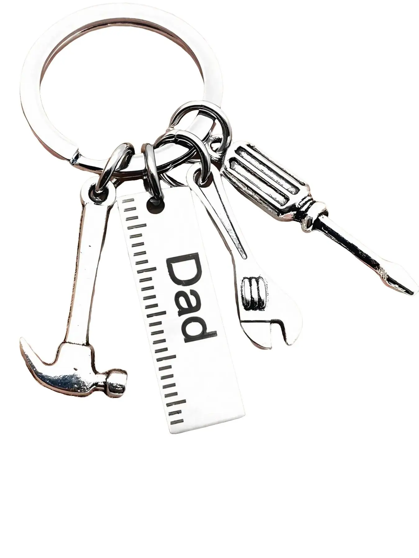 Men's Fashion Creative Letter Pattern Craftsmanship Keychain, Trendy Durable Stainless Steel Keychain Pendant, Hammer Wrench Screwdriver Shape Design