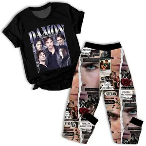 Salvatore Brothers Pajamas Set, Vampire Diaries Pajamas Set, Damon Salvatore Holiday Gift