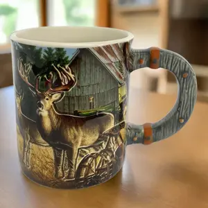 Ceramic Mug 3D 15oz-Deer Farm Drinkware  round  coffee  cups cabin  woods  cup