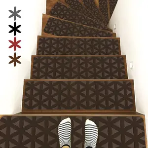 Non-Slip Carpet Stair Treads for Wooden Steps Indoor, 8" X 30", 15 Pack Peel and Stick Stair Treads Runners for  Elders and Pets, Brown
