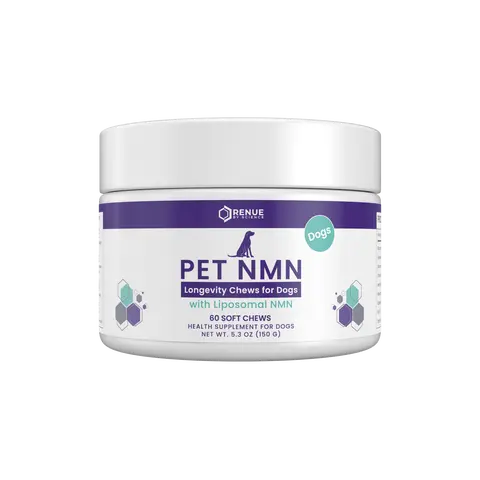 RENUE PET NMN Longevity Chews for Dogs - 60 Soft Chews with Liposomal NMR for Dog Health and Weight Management