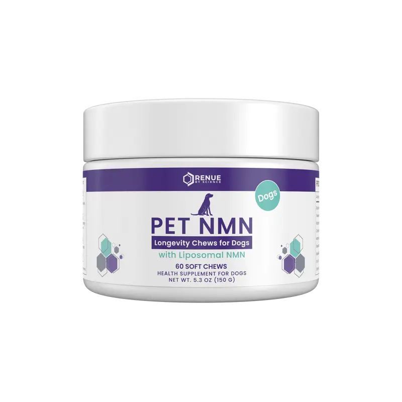 RENUE PET NMN Longevity Chews for Dogs - 60 Soft Chews with Liposomal NMR for Dog Health and Weight Management