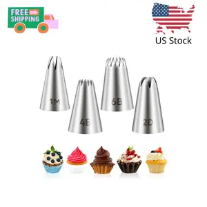 4pcs 1M 2D 6B 4BCake Piping Tips, Cake Decorating Supplies Piping Tips, Piping Nozzles Decorating Tips