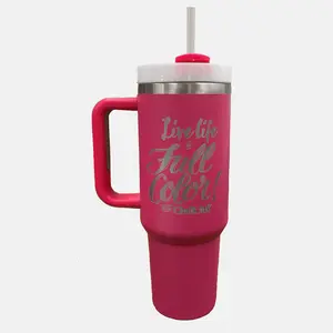 40 oz. Chalk Ink® Raspberry Live Life in Full Color Travel Tumbler with Clear Slider Lid and Handle