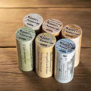 Retro Manuscript Washi Tape Set, 6pcs English Theme Decorative Tape for Scrapbooking & Journal Background