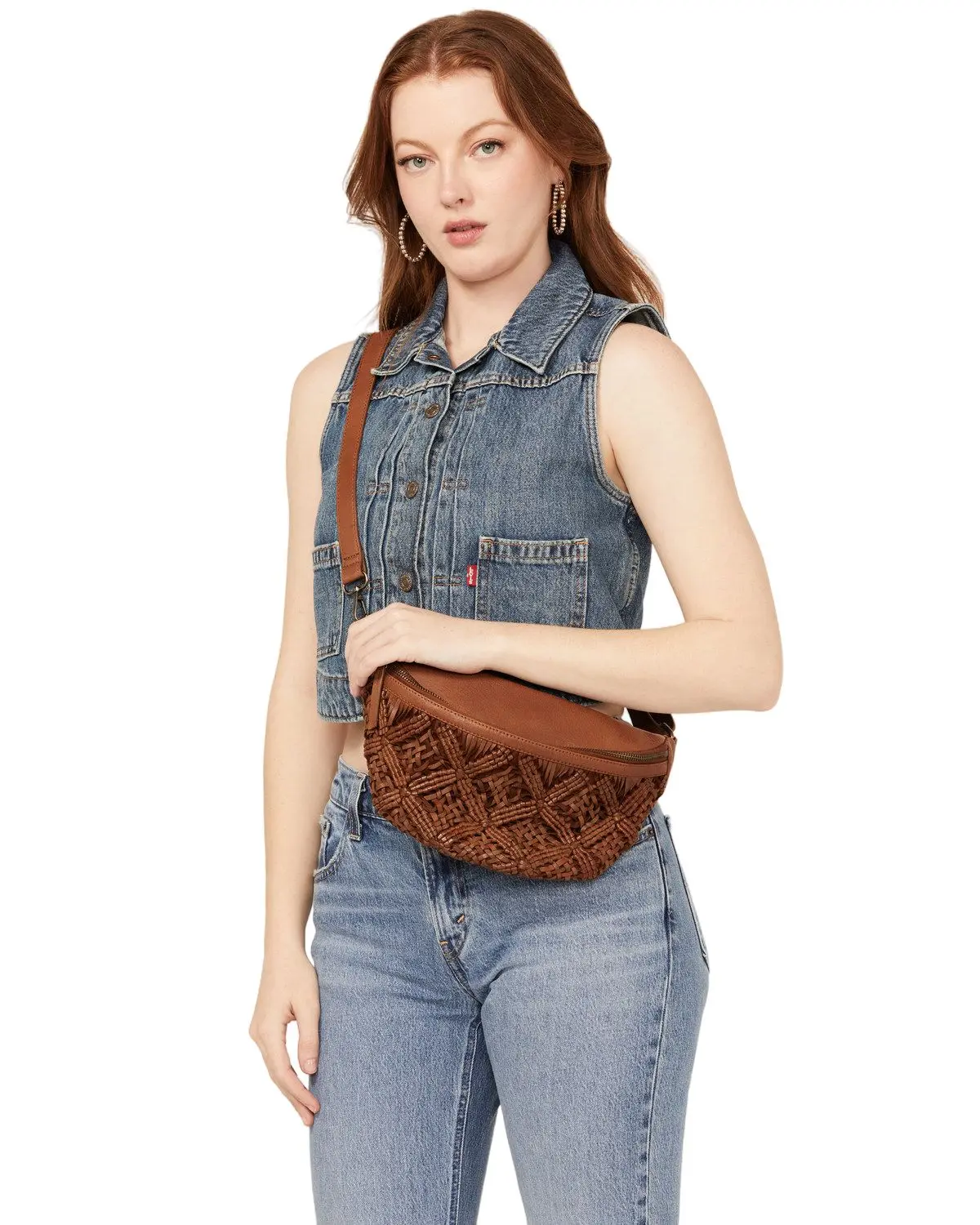 Shyanne Women's Women'S Western Heritage Woven Leather Sling Bag - Sasp24hb3-Bn