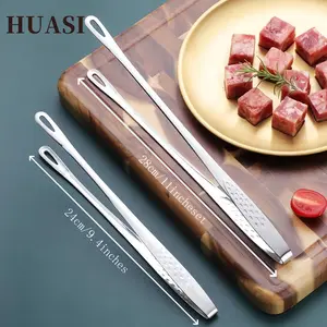 HUASI Stainless Steel Korean BBQ Tongs Set, [【2-Pack, 11-inch and 9.4-inch】 Heavy-duty rust-resistant, ergonomic handles, suitable for steaks, salads, portable cooking tools, ideal for indoor and outdoor family camping and picnics, durable kitchenware.]