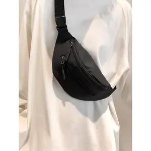 Men's Simple Style Solid Zipper Sling Bag, Casual Sportive Fanny Pack, Belt Bag, Fashionable Casual Matching Chest Bag for Daily Use