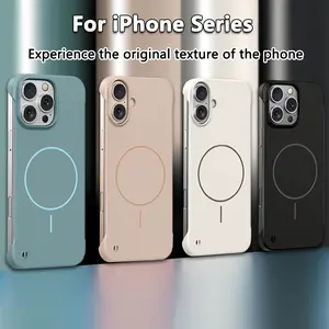 3 PCS [1 phone case and 2 screen protectors]iPhone 17 phone case 16 15 14 13 12 Pro Max Magnetic Frameless Luxury Ultra-thin cooling hard PC matte phone case, screen protector set, frameless design, ultra-thin phone case, protective case