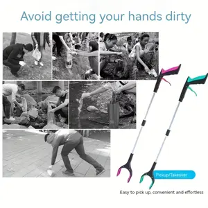 Extra-long grabbing tool with magnetic tip, foldable trash picker, lightweight aluminum arm extender, multi-angle grabbing, non-electric trash picker for the elderly - ideal for bedrooms, bathrooms, kitchens, patios, and floors, Portable