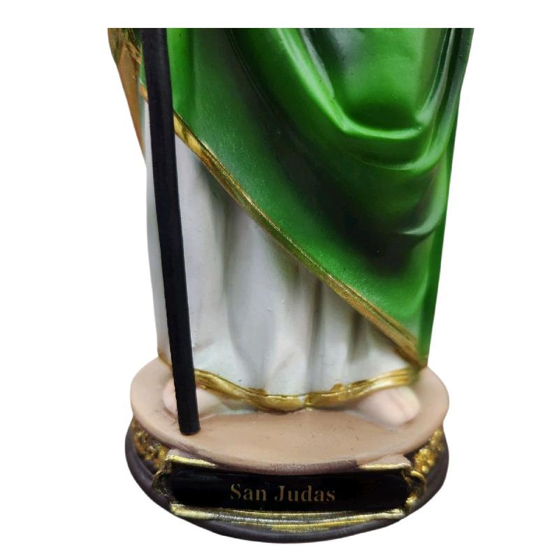 San Judas 8" Inches Tall Statue Classic Plain Green and Gold Patrono de los Casos Imposibles Religious Decor Saint Jude patron