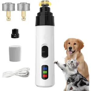 Upgraded Quiet Dog Nail Grinder, Professional 2-Speed Rechargeable Pet Nail Trimmer for Small/Medium/Large Dogs & Cats, Painless Paw Grooming with 2 Replacement Grinding Heads