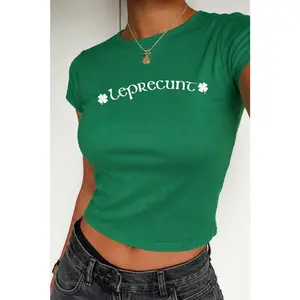 Leprecunt St Patrick's Day Baby Tee, Y2K St Paddys Crop Top, Luck of the Irish Shamrock Shirt, I Put The Double D's, Kiss Me I'm Ginger