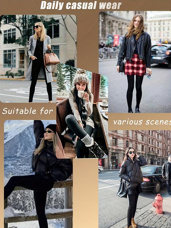 High Waist Women’s Winter Warm Thick Leggings - Full Length Solid Black/Dark Blue/Navy/Grey/Charcoal - High Waist Stretch Workout Pants  Gym Yoga Pants - Machine Washable Thermal Leggings  Soft high-elastic woman fleece-lined high-waisted