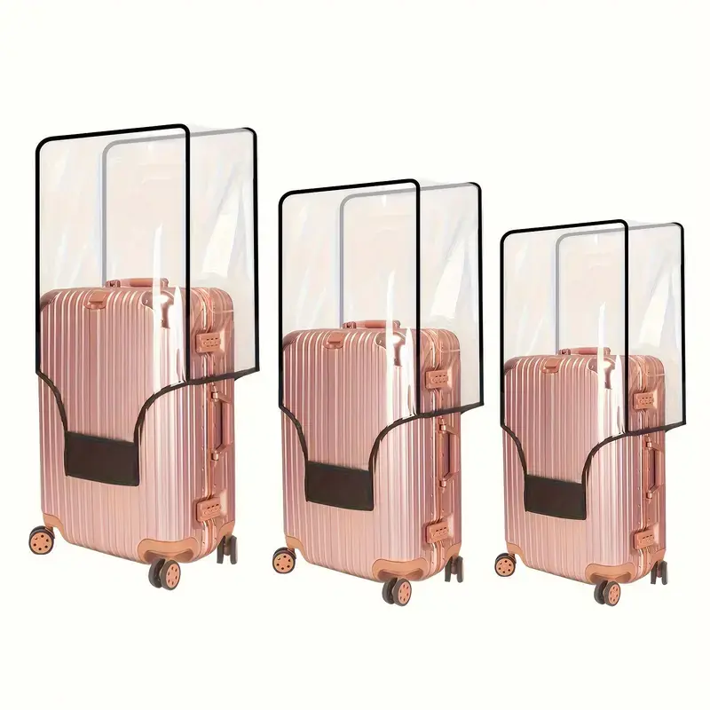 3-Piece Clear PVC Luggage Covers for 20/24/28 Inch Suitcases, Waterproof Scratch-Resistant Clear Suitcase Protector Cover Set, Heavy Duty Travel Luggage Dust Cover, Reinforced Edge Luggage Accessories, Travel