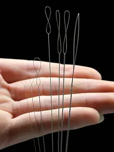 7 Piece Stainless Steel Bead Threader Needle Set, Bendable Needle Line Cable Design Needles for DIY Jewelry Making and Bracelet Weaving Tools Kit