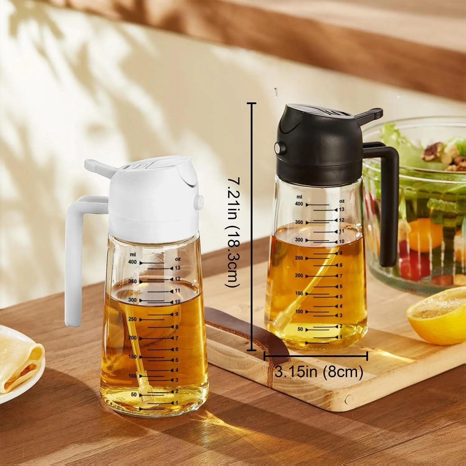 ティップネス　スリムタッチ TrendPlain 16oz/470ml Glass Olive Oil Sprayer for Cooking - 2 in 1