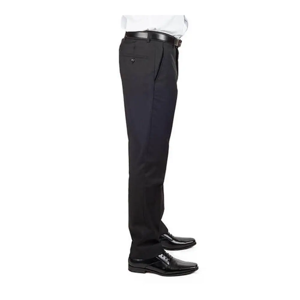 Solid Black Slim Fit Mens Dress Pants Flat Front Slacks Trousers By AZARMAN