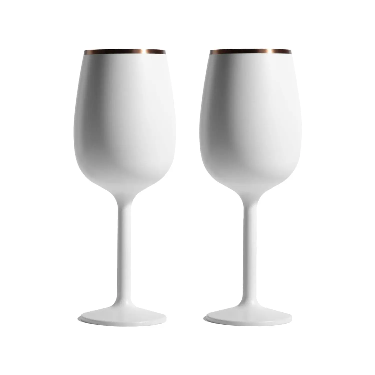 Stainless Steel Stemmed Wine Glass, Set of 2 - White