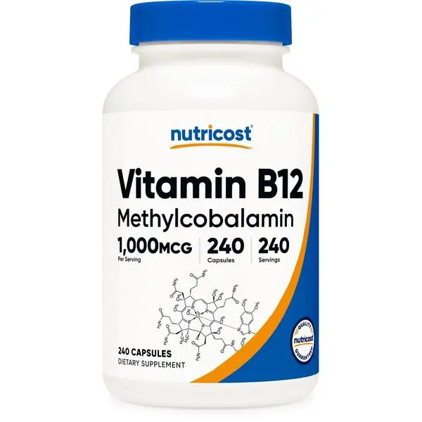 Nutricost Vitamin B12 (Methylcobalamin) 1000mcg, 240 Capsules - Non-GMO