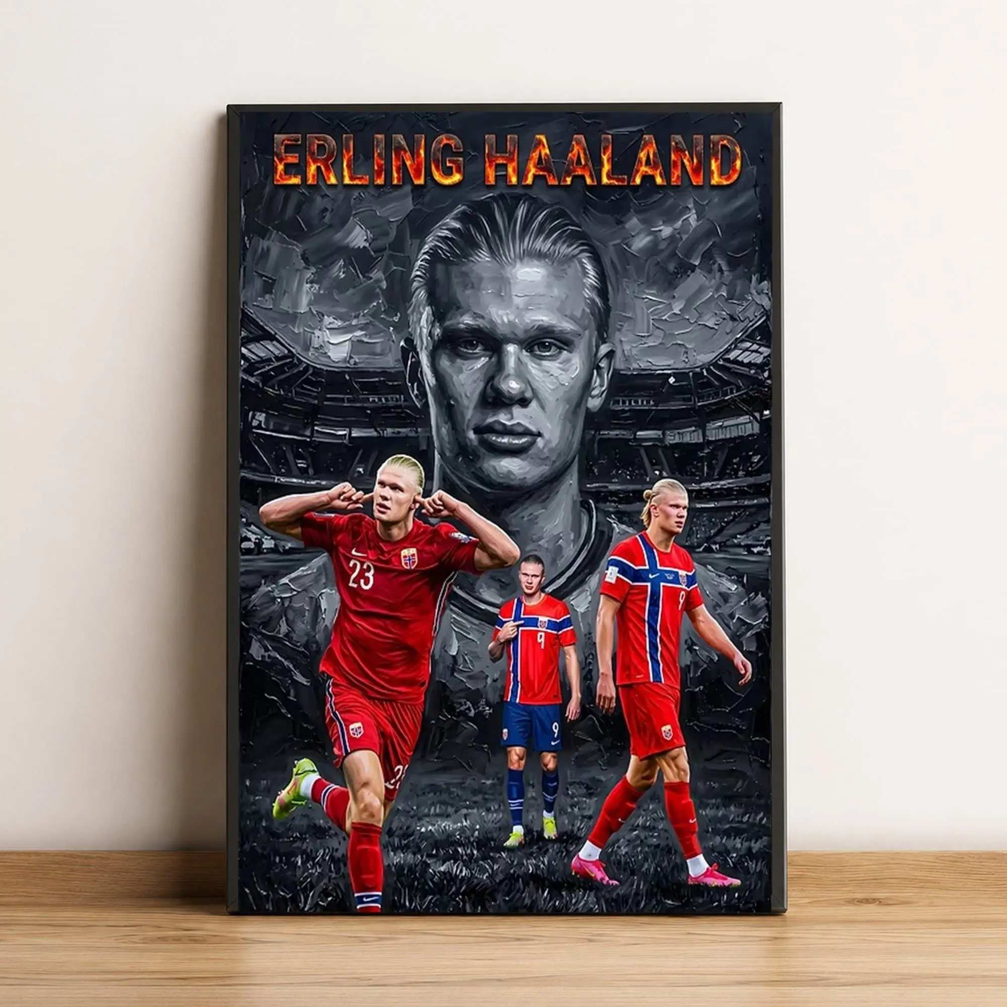 Erling Haaland Norway Football Poster Poster, Soccer Wall Art, Football Fan Gift ( Unframed - Print Only )