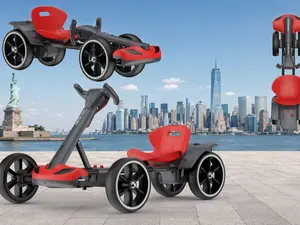 6V 390W Foldable Electric Go Kart for Kids, 360° Drift Ride On Toy Car with Anti-Slip Wheels, 3H Long Ride Time, Storage in Car Trunk