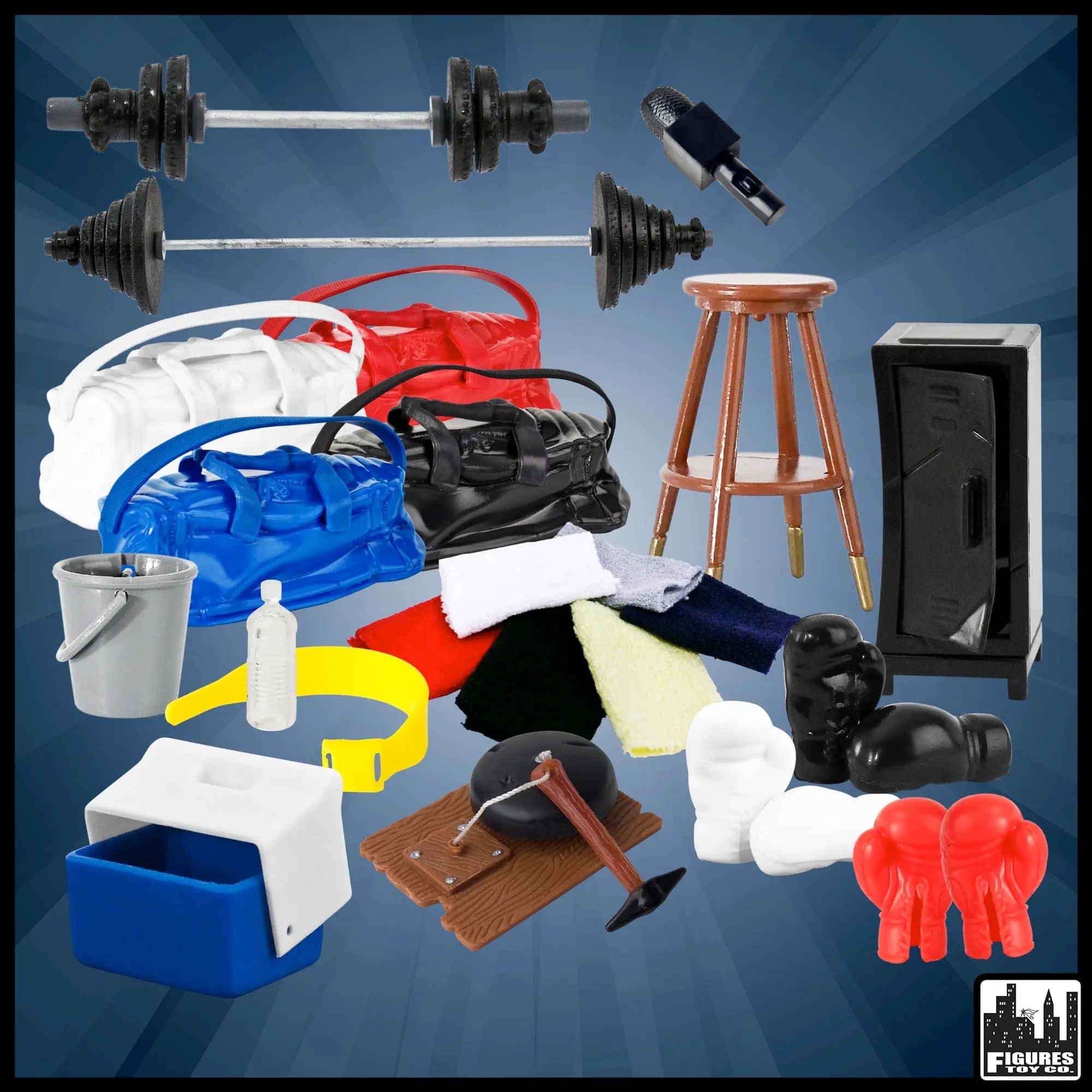 Mega Gym Accessory Set for WWE & AEW Wrestling Action Figures