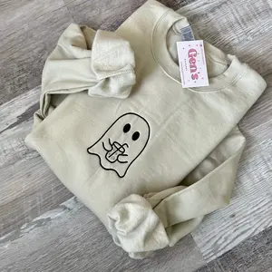 Embroidered Iced Coffee Halloween Crew, Fall Sweatshirt