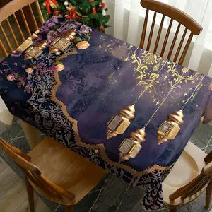 1PC Muslim Ramadan Tablecloth Washable, Table Cover Perfect for Picnic Dining Table, Picnics, Camping, Weddings, Birthday Parties, Christmas Restaurants, and Buffets - Protect Your Tabletop with Vintage Style Table Cloth Home Decoration
