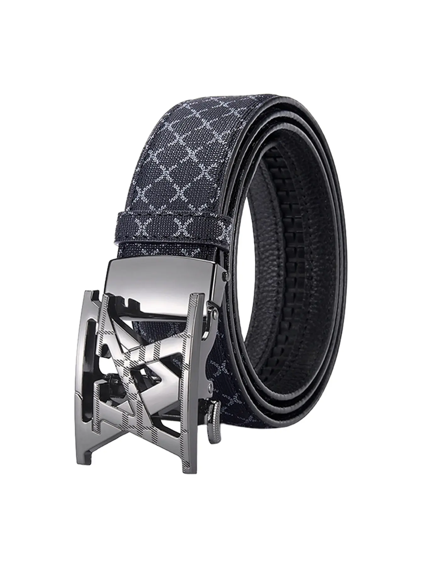 Luxury Men's Automatic Buckle Belt, Vintage Floral Design, Versatile Denim Belt, Business Casual Leather Texture, High-End Style, Fashion Belt, Belts Men